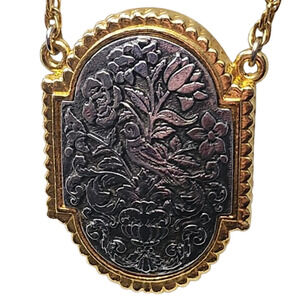 Vtg 1960s 70s Max Factor Hypnotique Tapestry Locket Perfume Solid Necklace